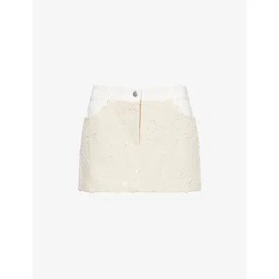 Bec & Bridge Womens Quinn Textured Cotton Mini Skirt Natural White