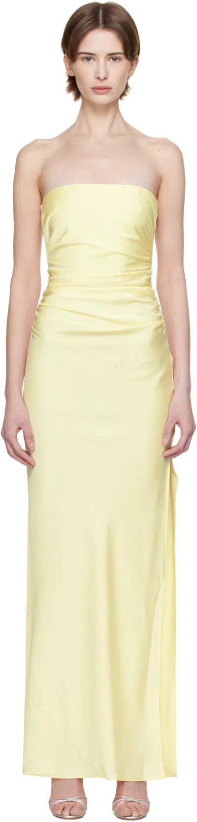 Bec & Bridge Yellow Eternity Strapless Maxi Dress In Ice Yellow