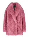 Becagli Fur Effect Coat In Nude & Neutrals
