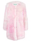 Becagli Faux-fur Long-sleeve Coat In Pink