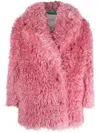 Becagli Faux-shearling Wrap Coat In Pink