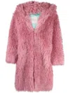 Becagli Hooded Faux-fur Coat In Pink