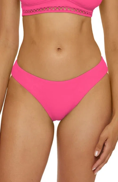 Becca Adela Modern Edge Rib Bikini Bottoms In Pink