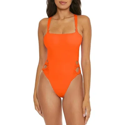 Becca Baja Mar Swimsuit Women's Orange Cutout One-piece Swimwear Gbo2215