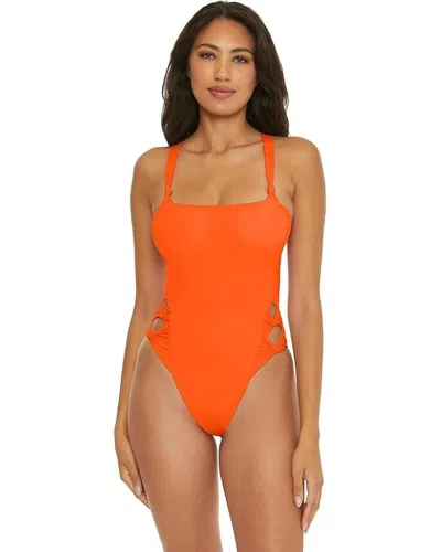 Becca Baja Mar Swimsuits Womens Orange Side Bow One-piece Swimwear Jdm1422
