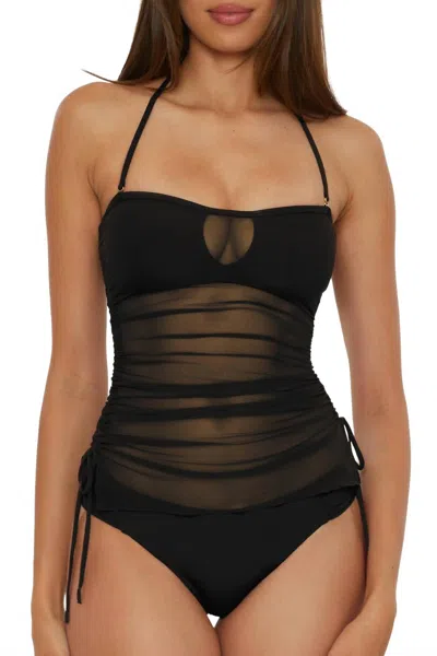 Becca Bandeau Tankini Pull On Swimsuit Top In Black