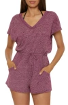 Becca Beach Date Burnout Jersey Cover-up Romper In Aubergine