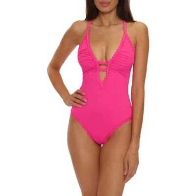 Becca Bella Plunge One-piece Swimsuit In Pink