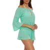 Becca Breezy Basics Off The Shoulder Cover-up Romper In Aqua Sea