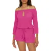 Becca Breezy Basics Off The Shoulder Cover-up Romper In Azalea