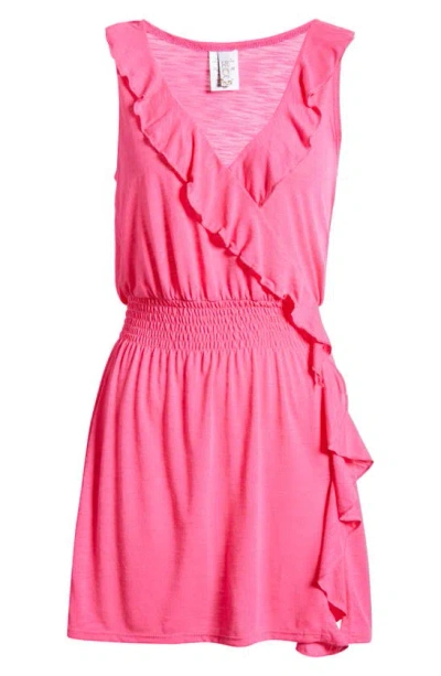 Becca Breezy Basics Ruffle Cover-up Dress In Pink Glow