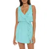 Becca Breezy Basics Ruffle Cover-up Minidress In Iced Aqua