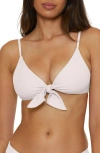Becca Buckle Reversible Bikini Top In White