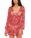 Becca By Rebecca Virtue Bali Tie Front Swim Cover-up Tunic In Red