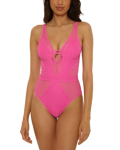 Becca By Rebecca Virtue Castaway Plunge One Piece Swimsuit In Pink