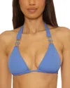 Becca By Rebecca Virtue Cheryl Modern Edge Bikini Top In Blue