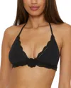 Shop Becca By Rebecca Virtue Colette Crochet Flower Halter Bikini Top In Black