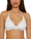 Becca By Rebecca Virtue Colette Crochet Flower Halter Bikini Top In White