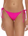 Becca By Rebecca Virtue Color Code Side Tie Bikini Bottom In Azalea