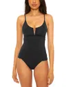 Becca By Rebecca Virtue Color Code Tatum Shirred Tankini Top In Black