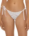 Becca By Rebecca Virtue Color Play Crochet Tie Side Bikini Bottom In White/tan