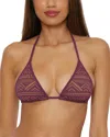 Becca By Rebecca Virtue Color Play Crochet Triangle Bikini Top In Aubergine