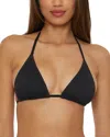 Becca By Rebecca Virtue Color Play Crochet Triangle Bikini Top In Black