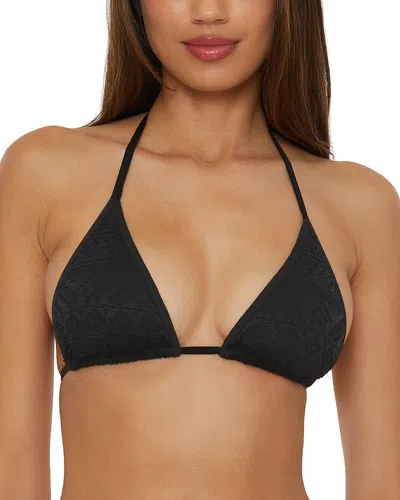 Becca By Rebecca Virtue Color Play Crochet Triangle Bikini Top In Black