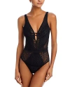 Becca By Rebecca Virtue Color Play Plunge Neck One Piece Swimsuit In Black