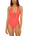 Becca By Rebecca Virtue Connect Gia Plunge One Piece Swimsuit In Red
