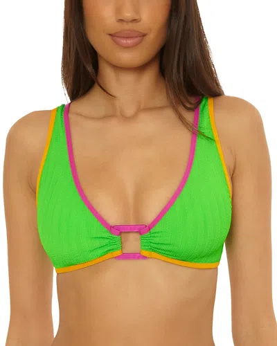 Becca By Rebecca Virtue Crinkle Crush Tatum Bralette Bikini Top In Green