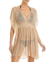 Becca By Rebecca Virtue Crochet Tunic Sheer Beach Cover Up In Golden In Gold
