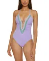 Becca By Rebecca Virtue Fiesta Plunge One Piece Swimsuit In Bellflower