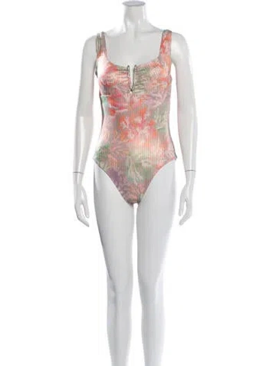 Pre-owned Becca By Rebecca Virtue Floral Print Glitter Accents One-piece W/ Tags In Purple