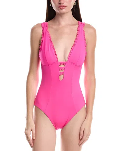 Becca By Rebecca Virtue Frills Plunge One-piece In Pink