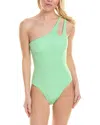 Becca By Rebecca Virtue Womens Shimmer Metallic One-piece Swimsuit In Green