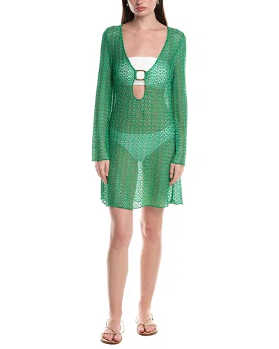 Becca By Rebecca Virtue Golden Crochet Tunic In Green