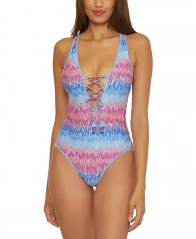 Becca By Rebecca Virtue Joshua Tree One Piece Swimsuit In Blue In Multi