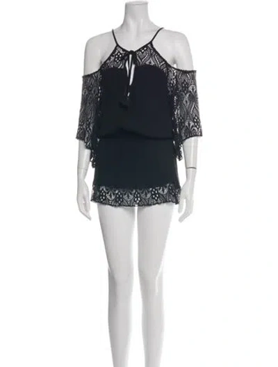 Pre-owned Becca By Rebecca Virtue Lace Pattern Mini Dress In Black