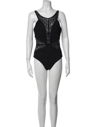 Pre-owned Becca By Rebecca Virtue Lace Pattern One-piece In Blue