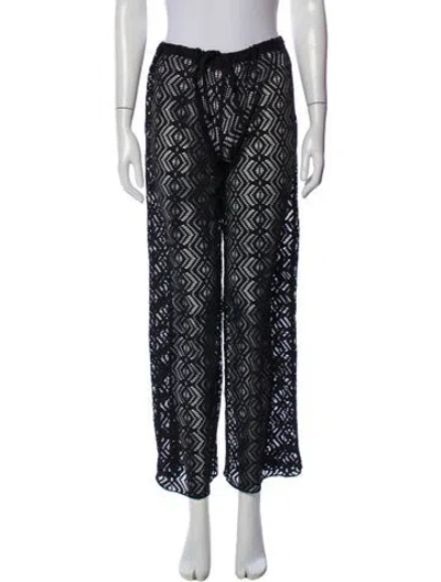 Pre-owned Becca By Rebecca Virtue Lace Pattern Wide Leg Pants In Black