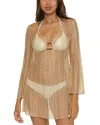 Becca By Rebecca Virtue Lace Tunic Swim Cover-up In Gold