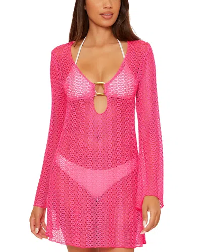Becca By Rebecca Virtue Lace Tunic Swim Cover-up In Pink