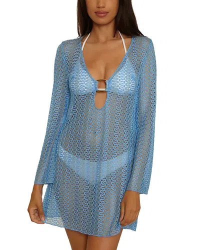 Becca By Rebecca Virtue Lace Tunic Swim Cover-up In Blue