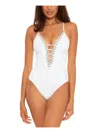 BECCA BY REBECCA VIRTUE LAYLA 1PC WOMENS EMBROIDERED NYLON ONE-PIECE SWIMSUIT