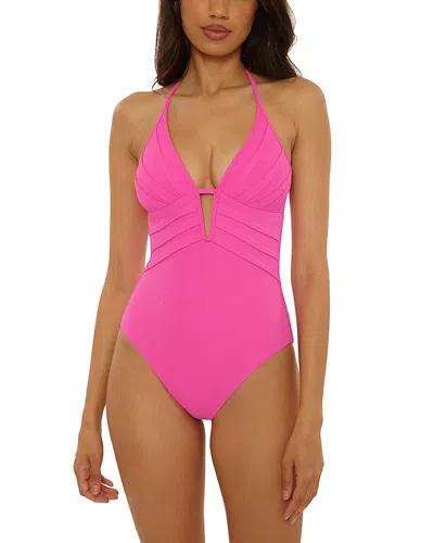 Becca By Rebecca Virtue Modern Edge Mira Pleated One Piece Swimsuit In Pink