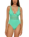 Becca By Rebecca Virtue Modern Edge One Piece Swimsuit In Aqua Sea