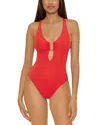 Becca By Rebecca Virtue Modern Edge One Piece Swimsuit In Fire