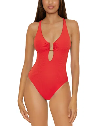 Becca By Rebecca Virtue Modern Edge One Piece Swimsuit In Fire