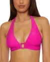 Becca By Rebecca Virtue Monte Carlo Mira Rib Halter Bikini Top In Azalea